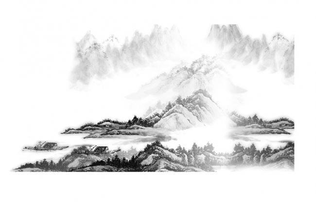水墨山水画笔刷图片