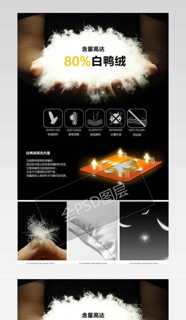 白鸭绒详情页介绍素材