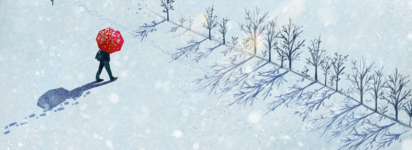 大寒冬天下雪雪中打伞漫步通狗banner