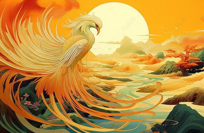 国潮风凤凰山河插图