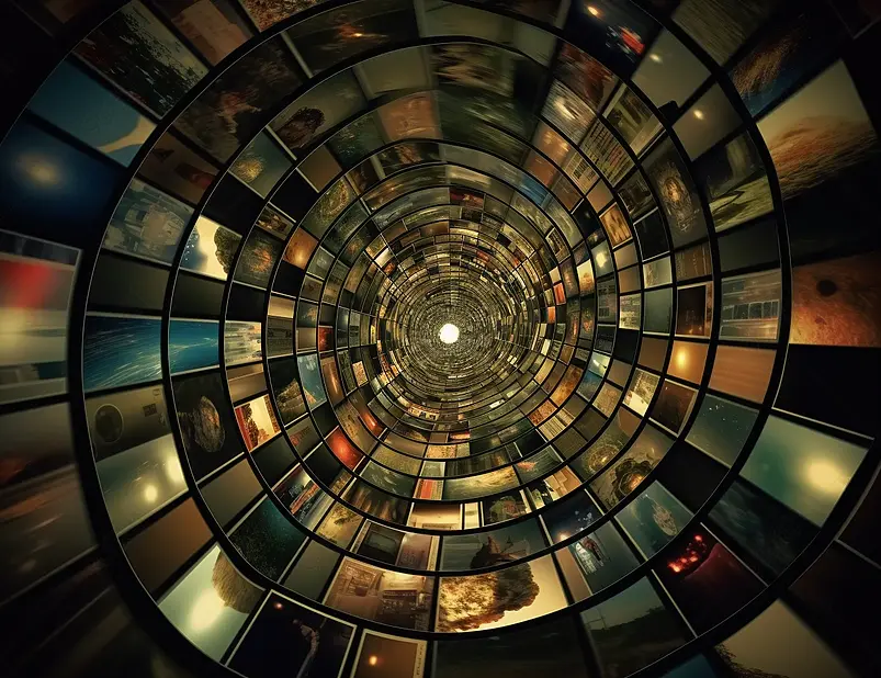 超现实主义绘画。隧道的屏幕