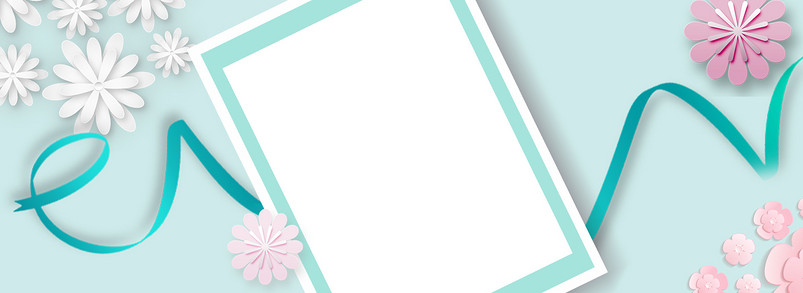 小清新花卉蓝色植物边框背景banner