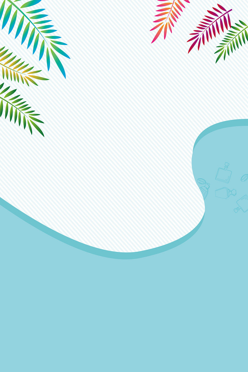 简约植物蓝色背景PSD分层广告背景