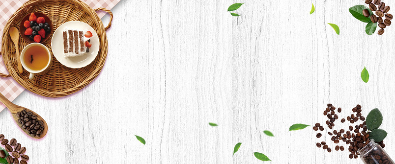 简约蛋糕卡布奇诺咖啡饮料海报背景免费下载