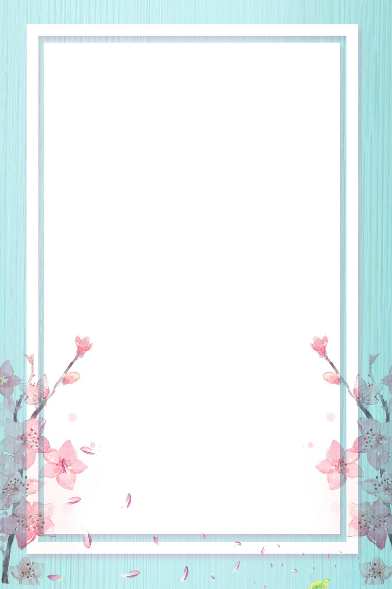 小清新桃花蓝色背景PSD分层广告背景