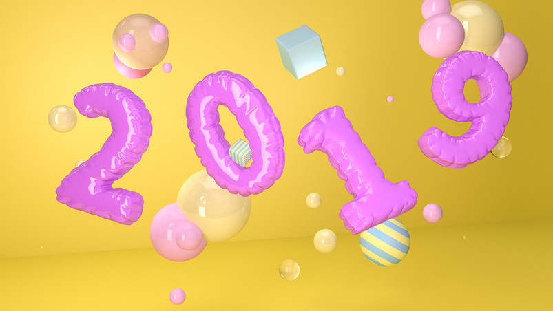 数字2019气球字背景海报