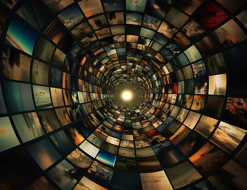 超现实主义绘画。隧道的屏幕