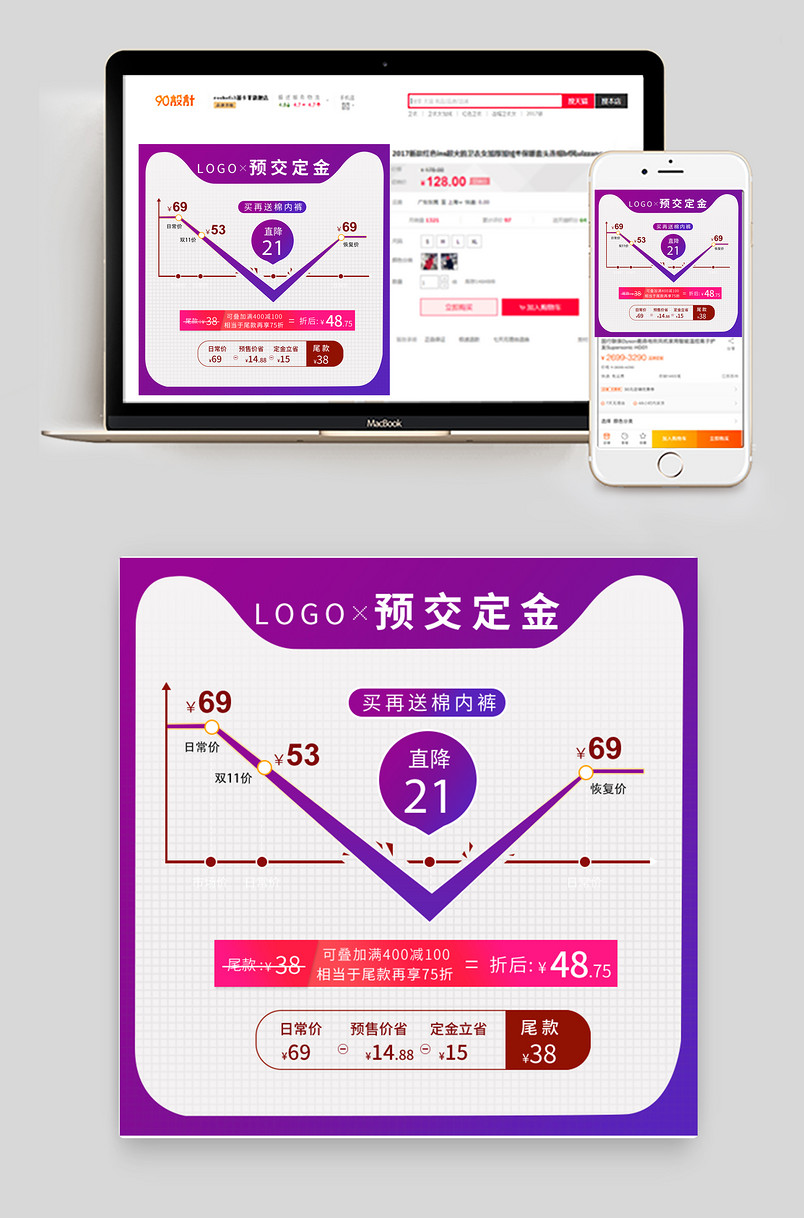 618大促主图预售价格曲线