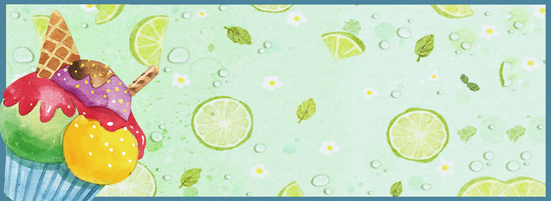 夏日绿色清凉柠檬冰激凌banner背景