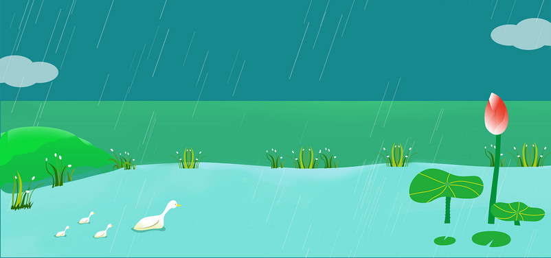 夏季小暑手绘荷花塘banner