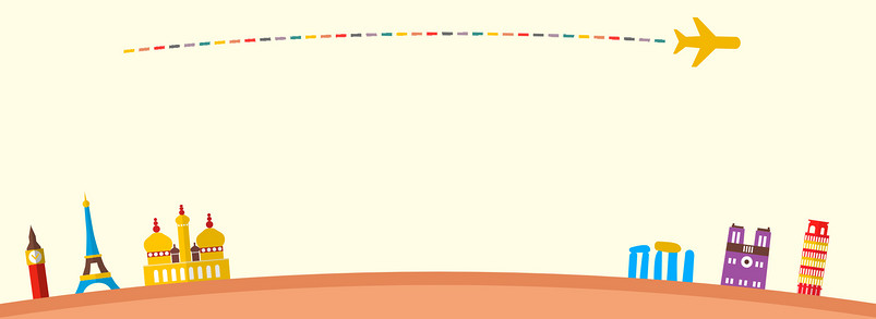 卡通风暑期旅游景点标志物电商banner