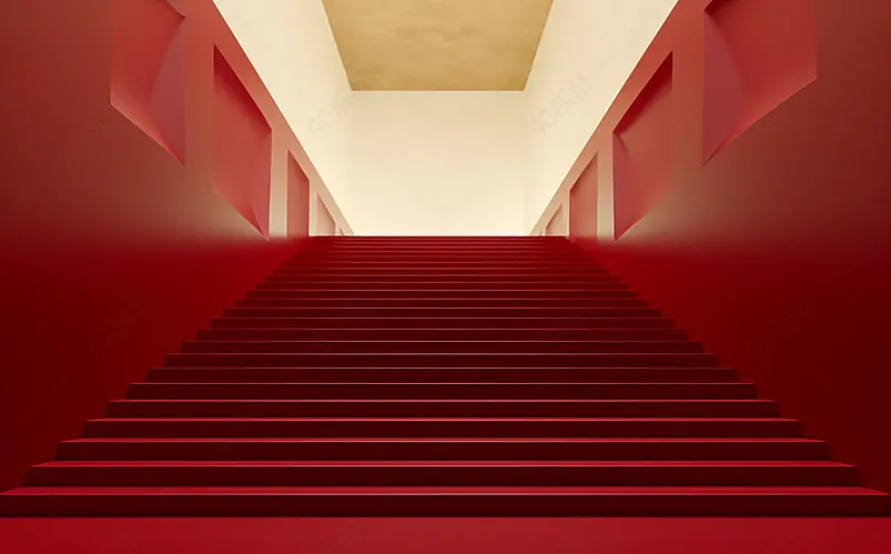 大厅内豪华的楼梯3D渲染