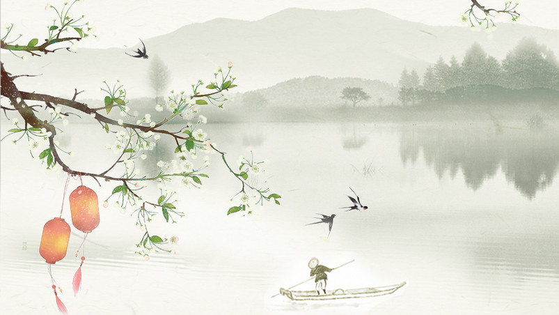 传统古风山水唯美清新背景