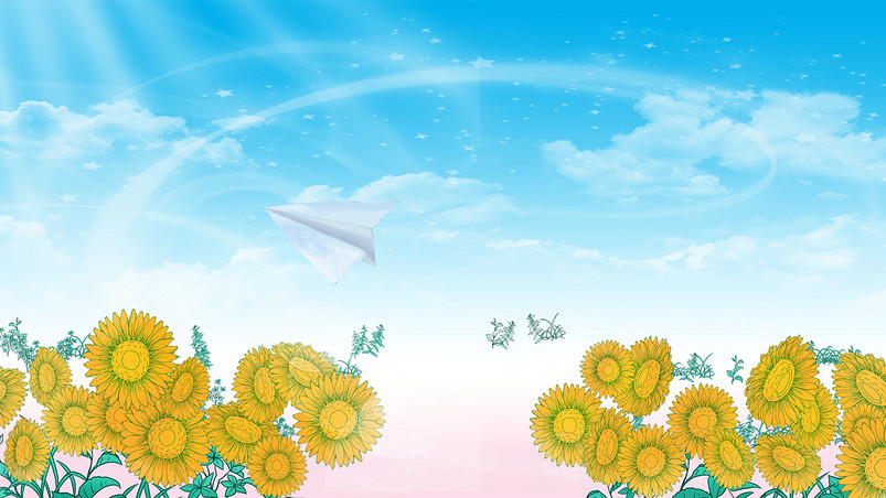 夏日清新向日葵蓝天广告海报