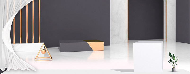 C4D灰白色简约大气立体空间家具海报背景