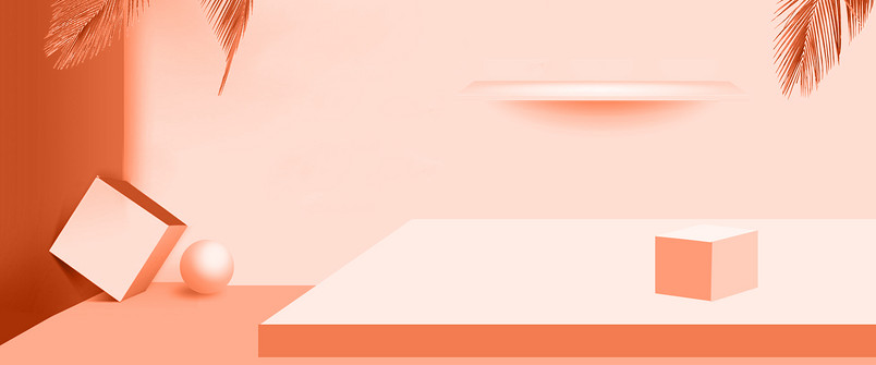 立体几何c4d珊瑚橙大气电商展台促销背景