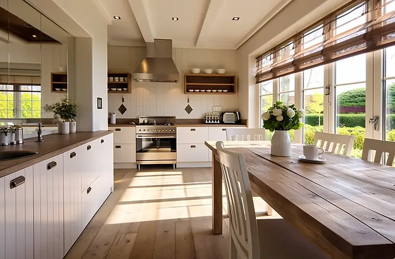 室内温馨温馨的家庭厨房背景图片