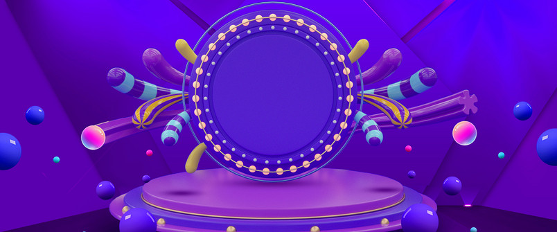 紫色炫酷舞台效果立体感春夏女装海报背景