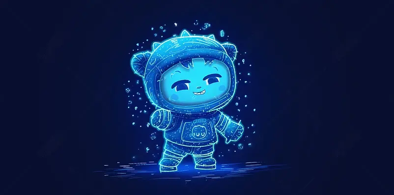 高清的图片海报设计背景广告设计素材元素蓝色科技感背景上的卡通小人物动物