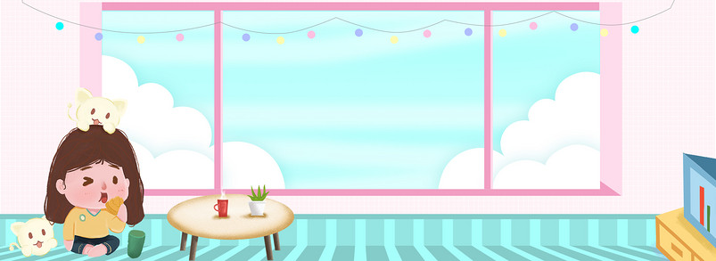 双十一家居女孩电视抢购创意背景