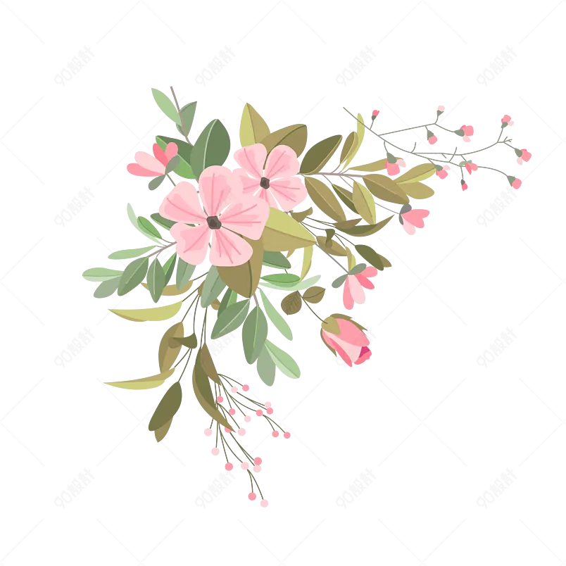 卡通彩色花清新矢量花图案素材元素