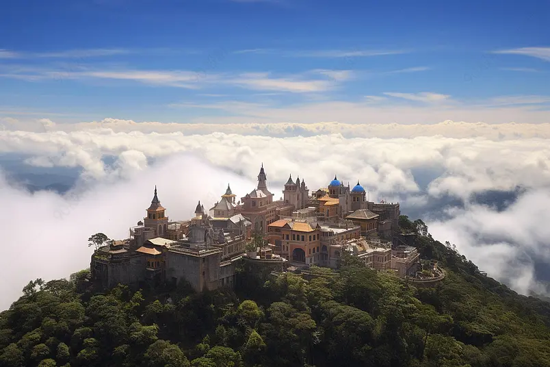 无人机航拍风景越南巴拿山风光