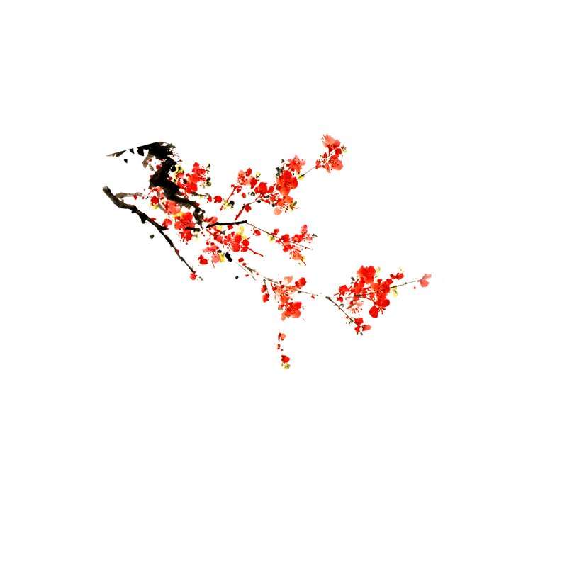 中国风红色一簇梅花
