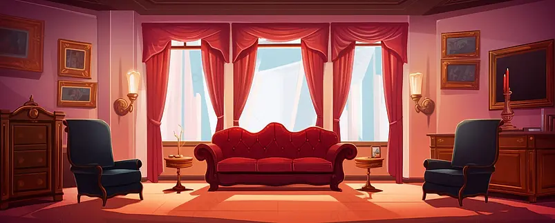 带有木制家具桌椅子电视和书架的办公室内部