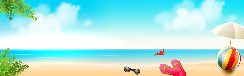 蓝色清新沙滩夏季女鞋凉鞋海报背景