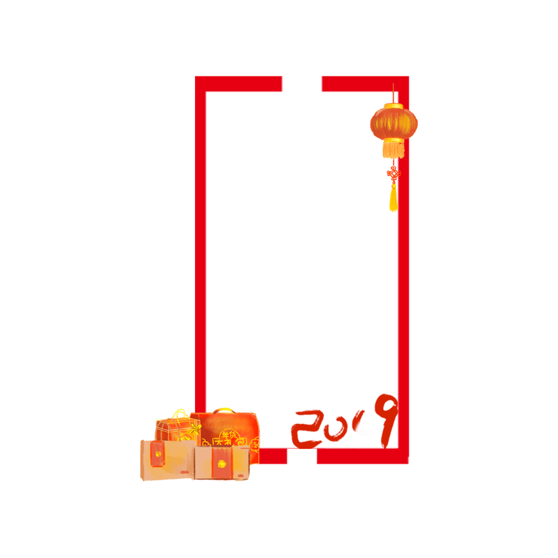新年长方形灯笼边框