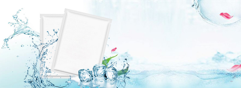 浅色透明清爽飞溅水花特效化妆品海报背景