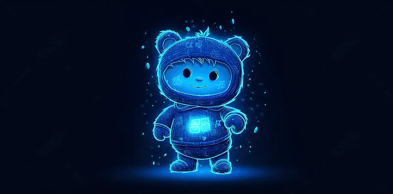 图片海报设计背景广告设计素材元素蓝色科技感背景上的卡通小人物动物