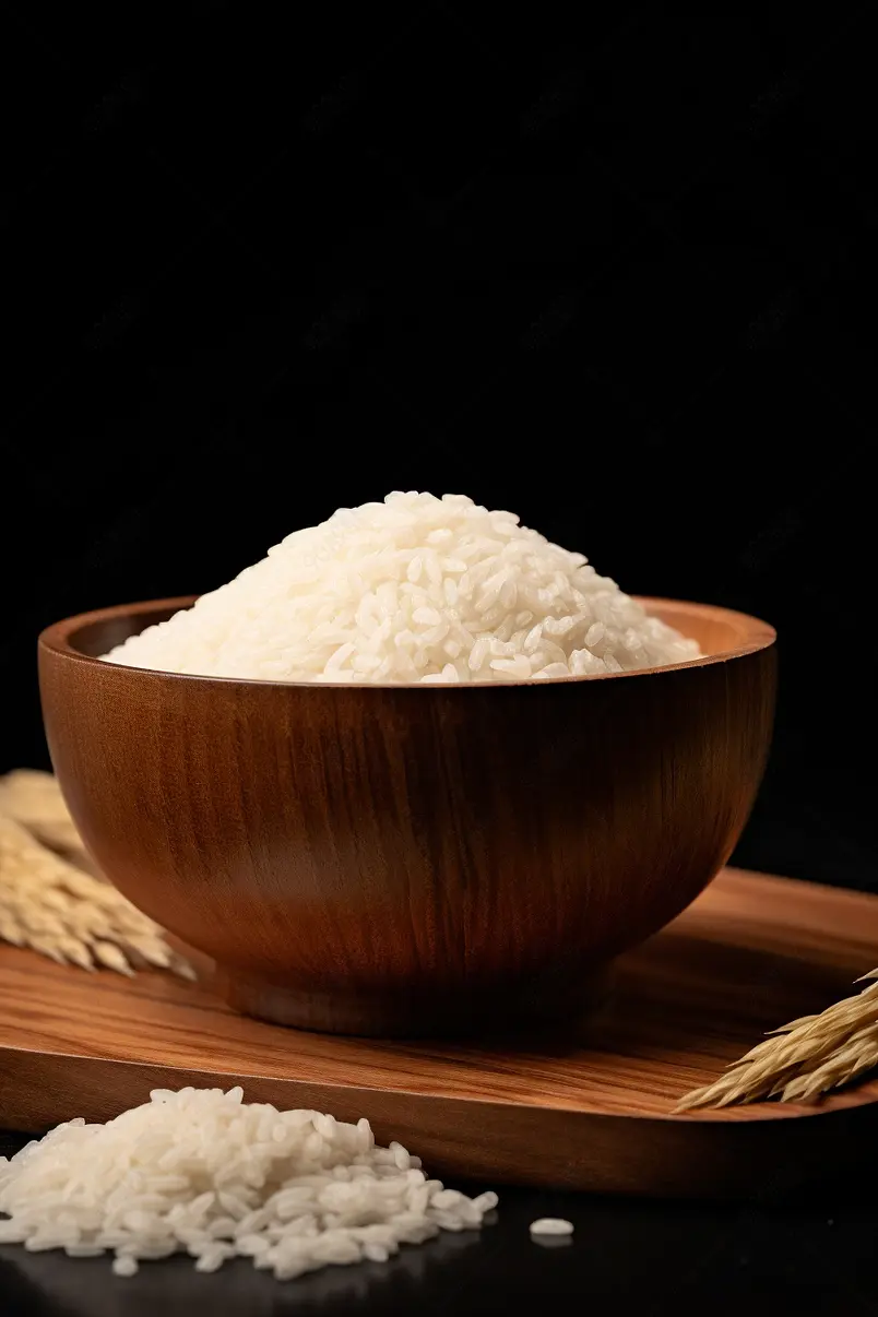 木碗里的粮食大米五常大米摄影图