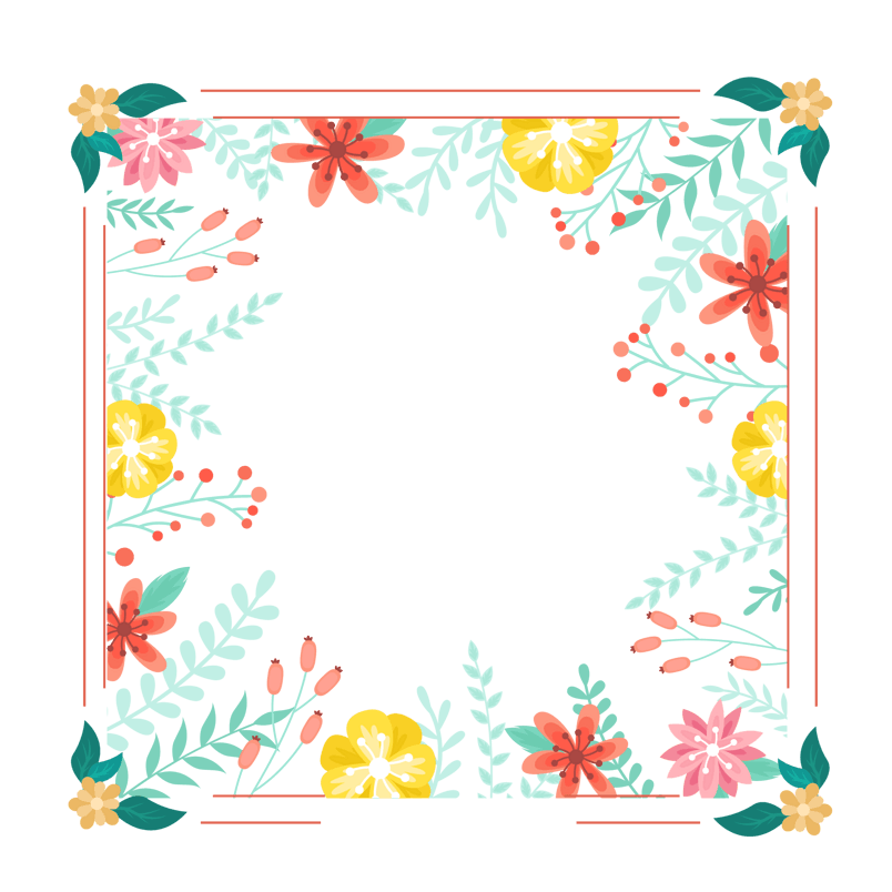 小清新花朵树叶边框