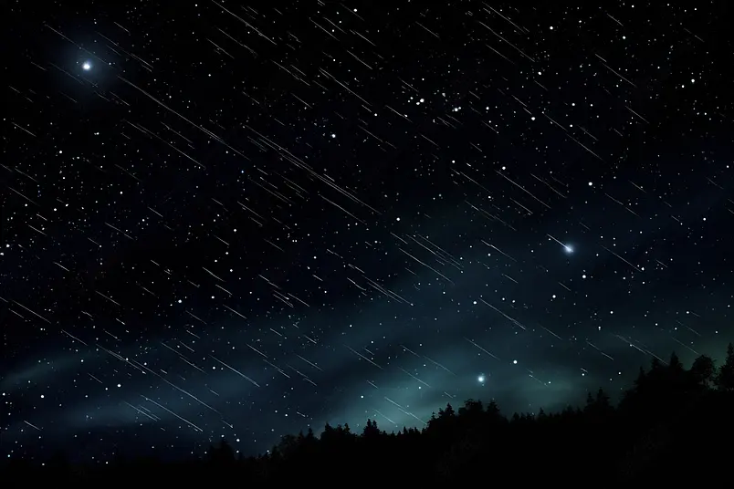 黑暗的星空与流星