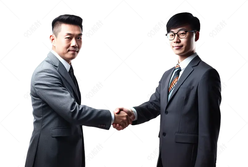 会客厅商务人士合作握手成功