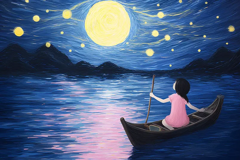 线圈女孩背景插画