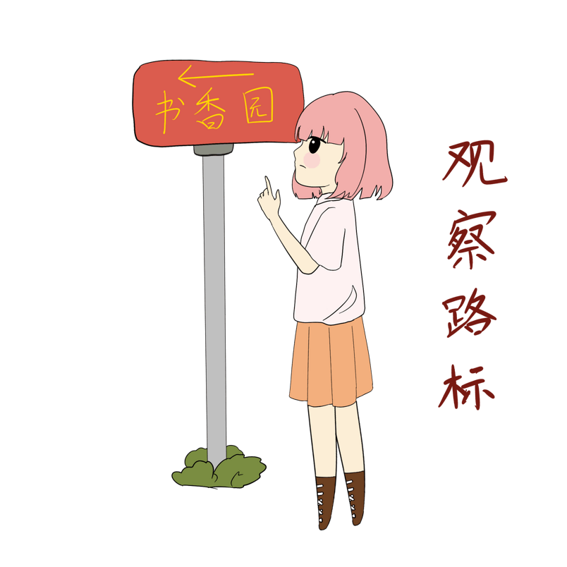 开学须知女生表情包观察路标插画