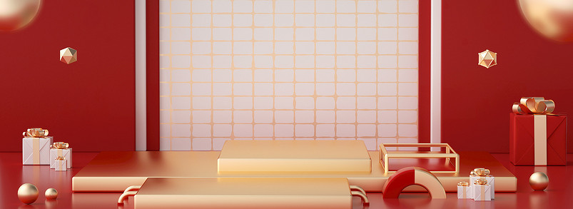 c4d红色喜庆节日促销数码家电活动海报图