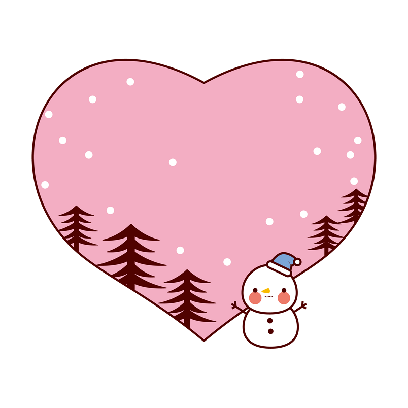 粉色爱心可爱雪人边框