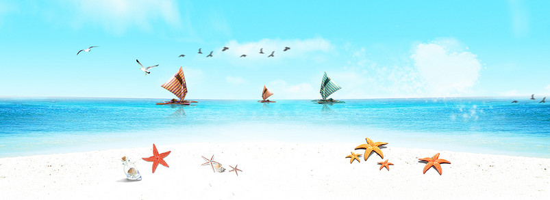 蓝色夏季女装凉鞋鞋类箱包海报背景