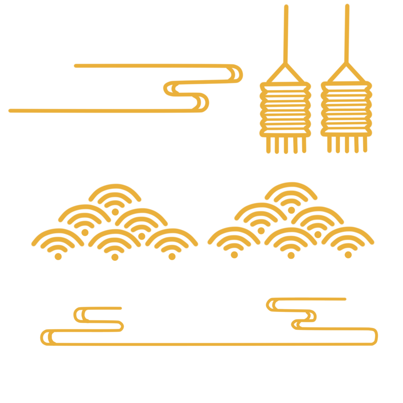 中秋祥云波浪线灯笼装饰图案元素