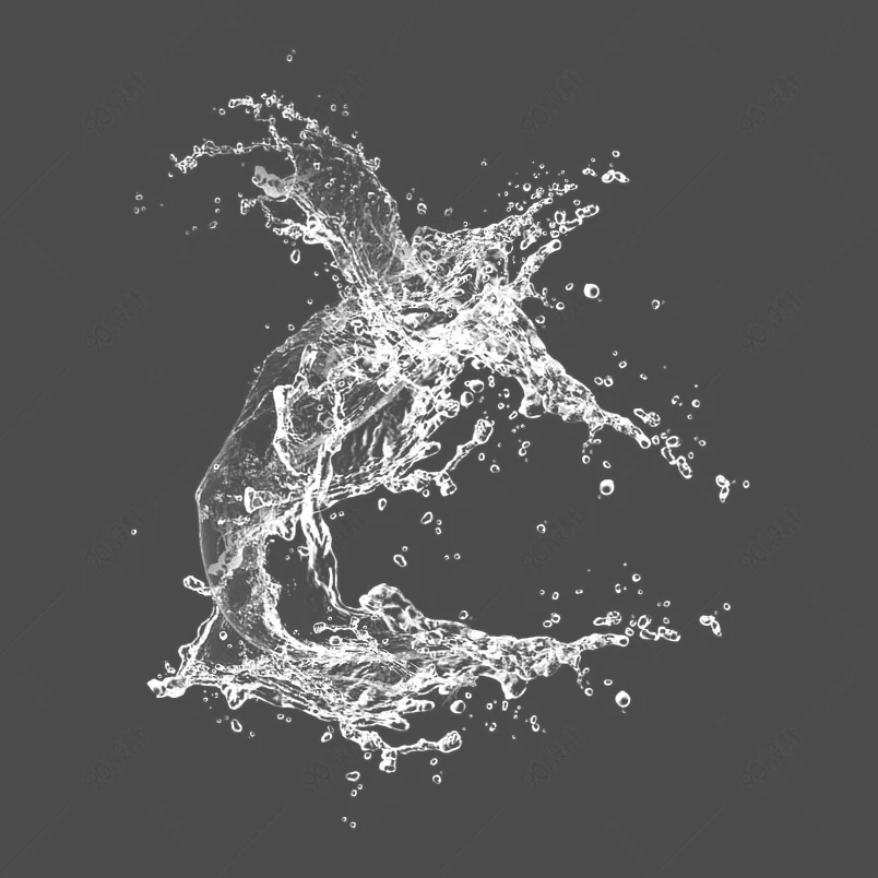 透明渐变白色卡通挥洒透明液体元素