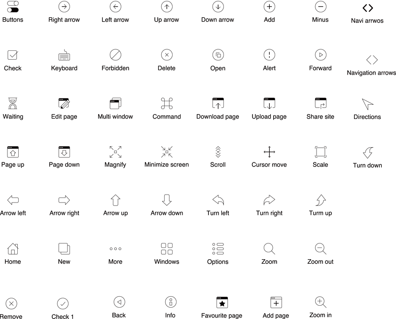 网页导航UI线型矢量图标