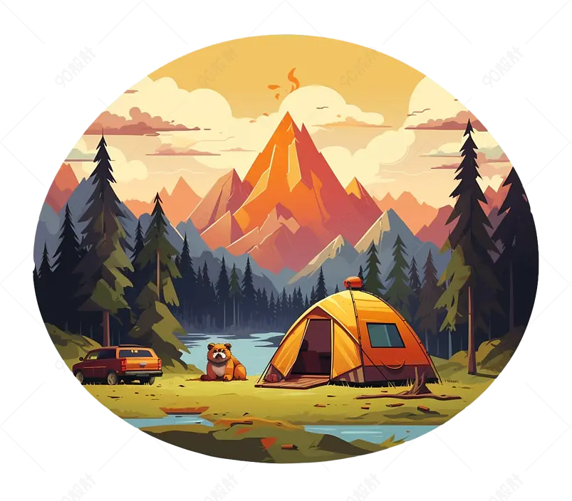 自然界户外冒险露营场景免抠素材图