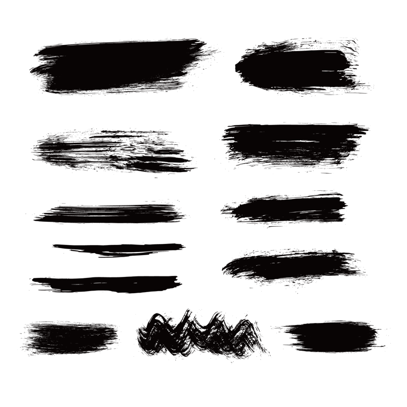 黑色毛笔字水墨笔刷素材合集