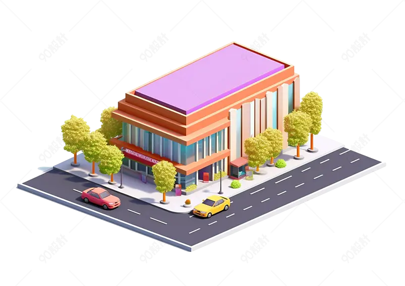 糖果色白底免抠城市建筑