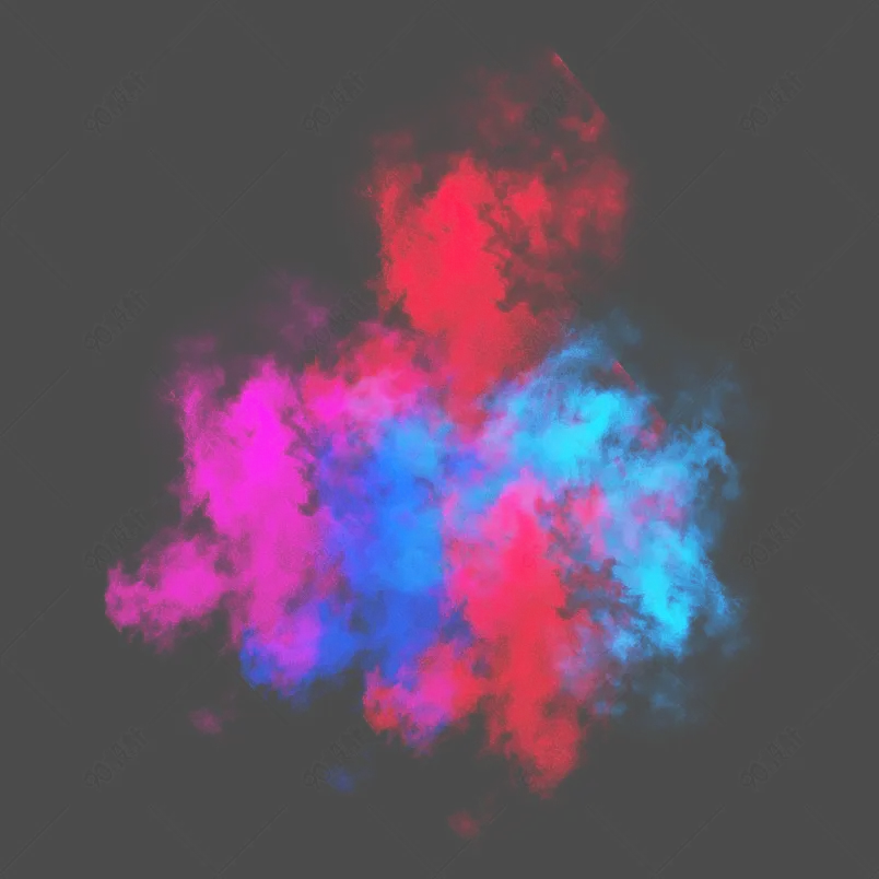 渐变彩色卡通烟雾喷洒喷溅效果元素