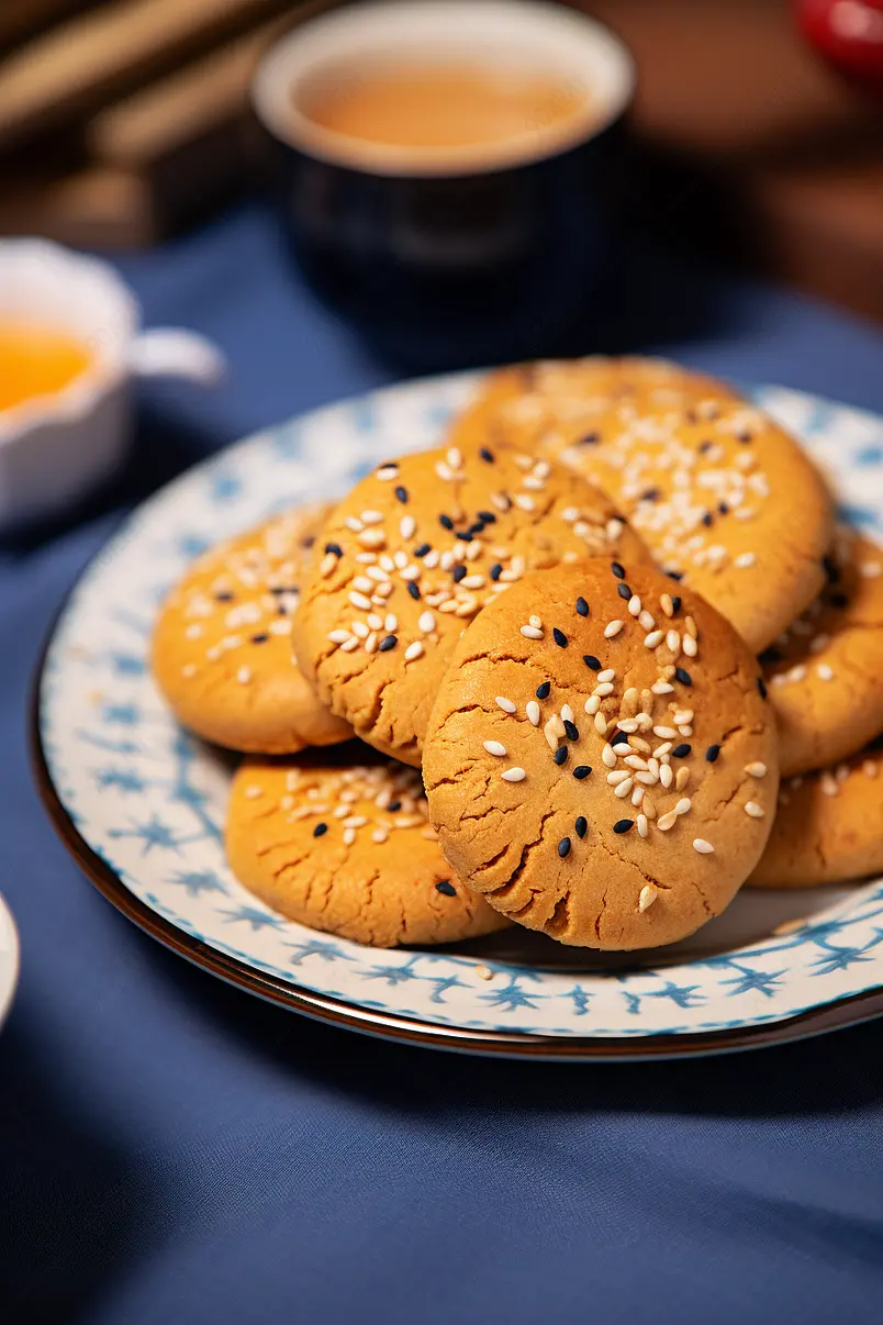 中式糕点桃酥美食摄影照片