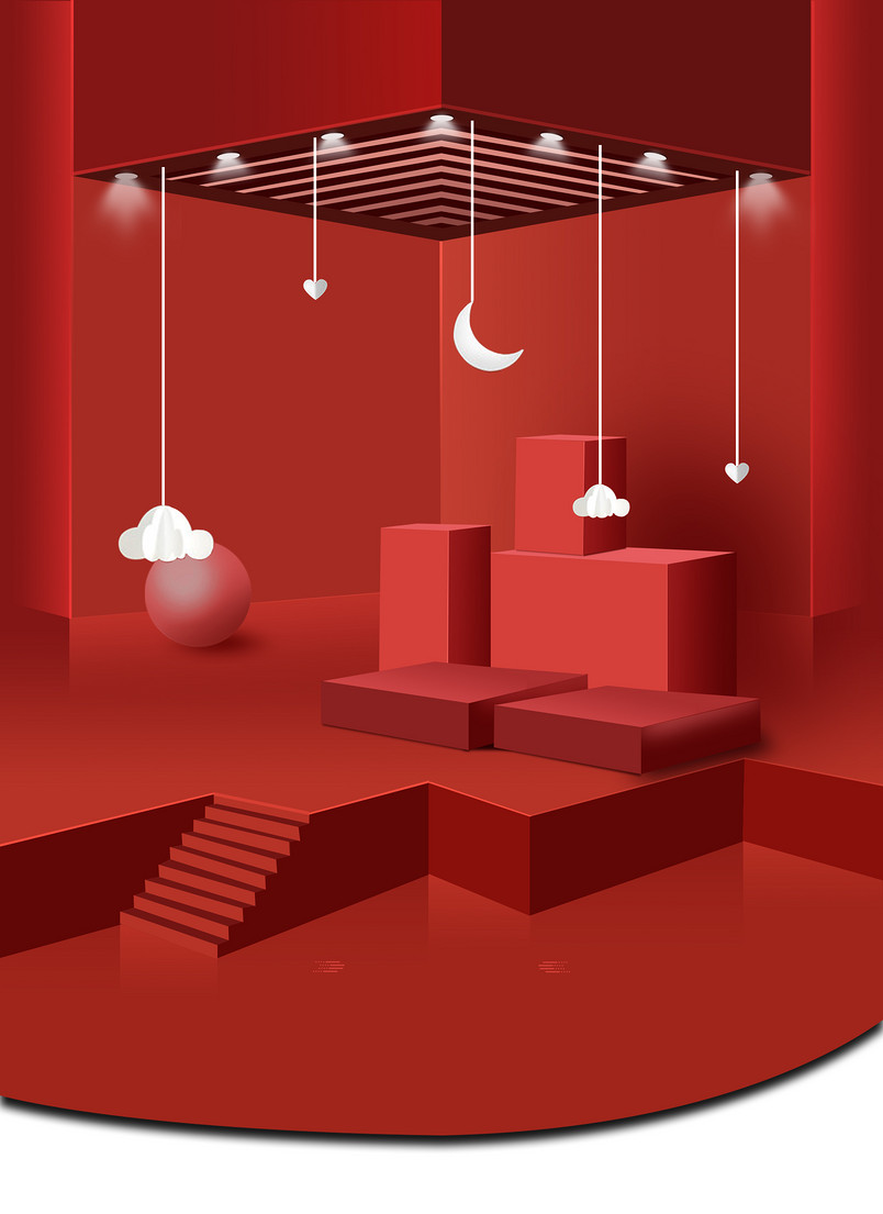 c4d红色节日庆典促销母婴玩具海报背景图